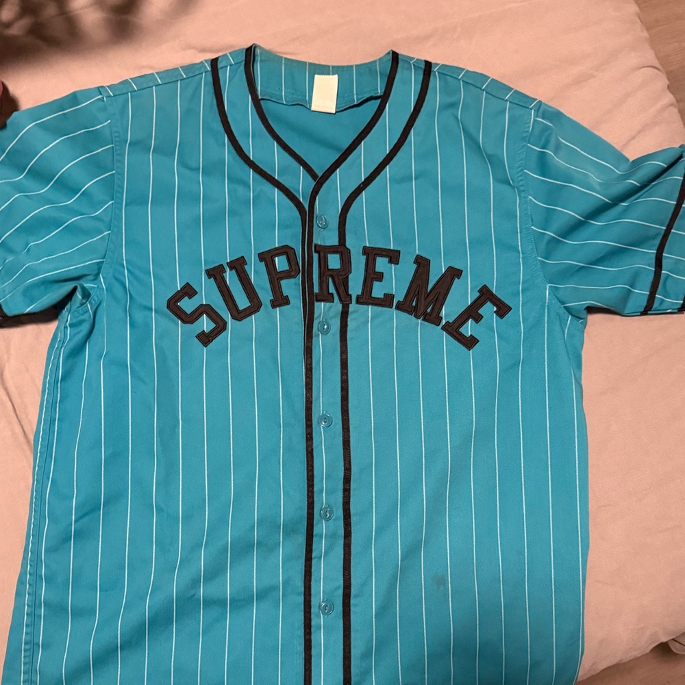 Supreme Turquoise Pinstripe Jersey Size Large